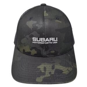 Subaru Trucker Hat Black Green OS Motorsports USA Camo Mesh Snapback Adjustable